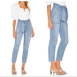 Jonathan Simkhai High Rise Paperbag Waist Tie Jeans. Size 28